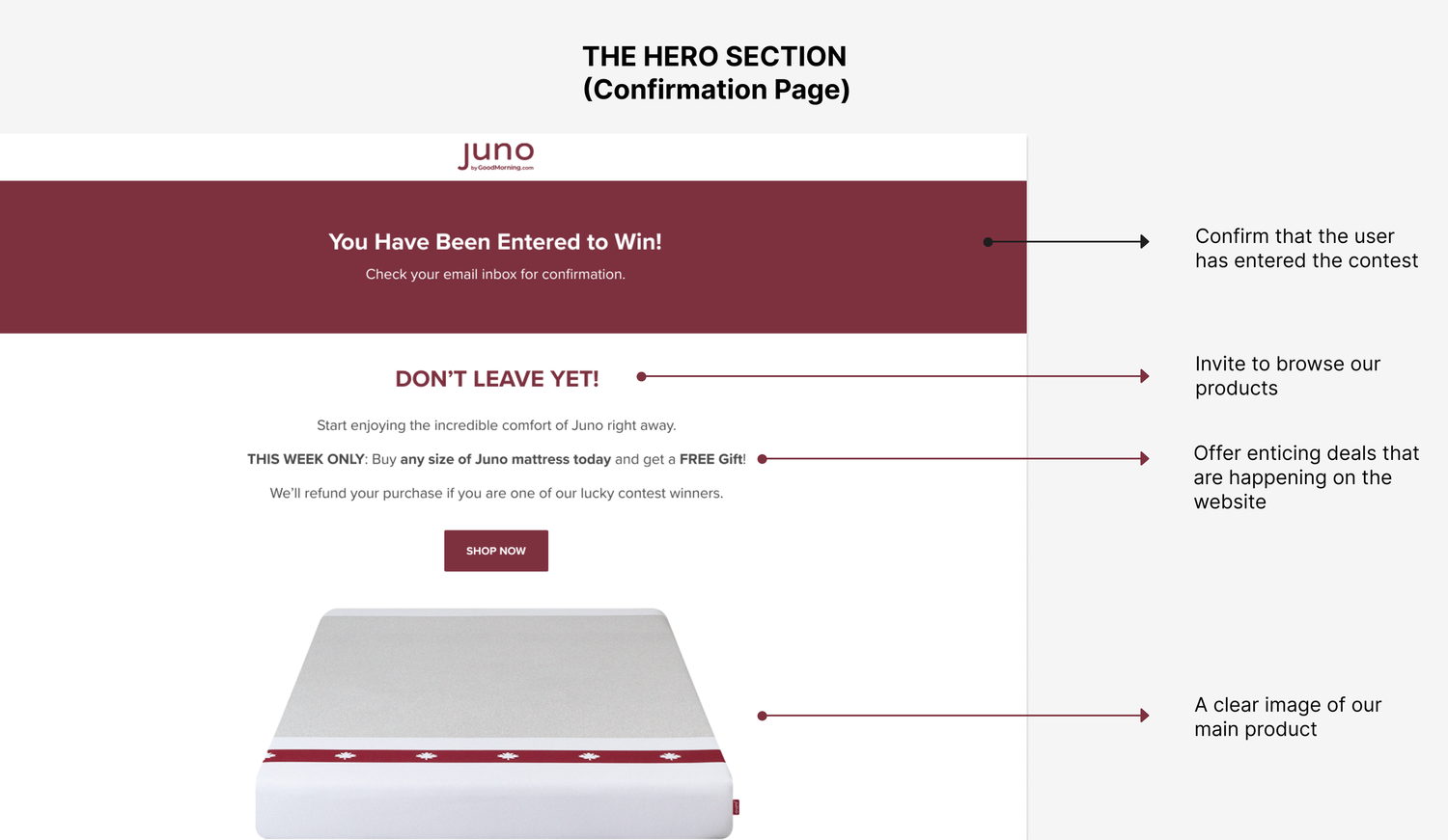 Juno Giveaway Page Confirmation Hero